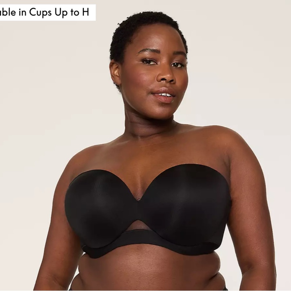 Cacique Comfort Bliss Plunge Multi-Way Black Strapless Bra Size 40D